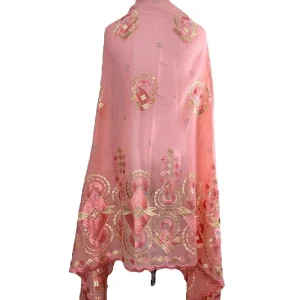 Vente 2025 nouveau dubaï Islam brodé châle doux laine Jersey Hijab pour les femmes musulmanes Style Long nouveau filet africain pour le printemps été