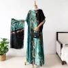 nouvelle mode robe d'été avec grande écharpe dubaï turquie caftan musulman ample abaya femmes africaines décontracté maxi paon châle robe