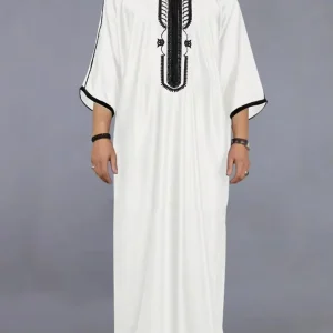 Nouveau 2026 mode musulmane Abayas pour hommes Patchwork broderie longue Robe saoudienne arabe caftan mâle Jubba Thobe islamique marocain Abaya
