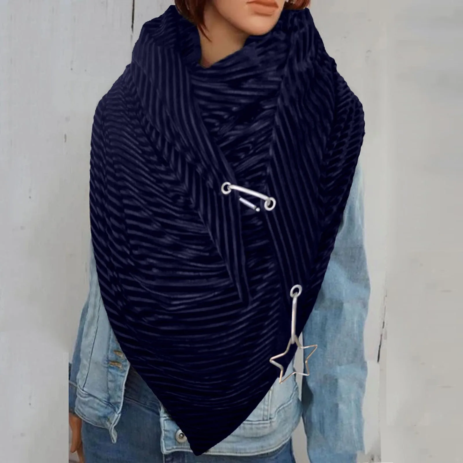 Écharpe rétro monochrome pour femme, châle féminin polyvalent, chaînes chaudes, streetwear extérieur, garder au chaud, mode automne et hiver