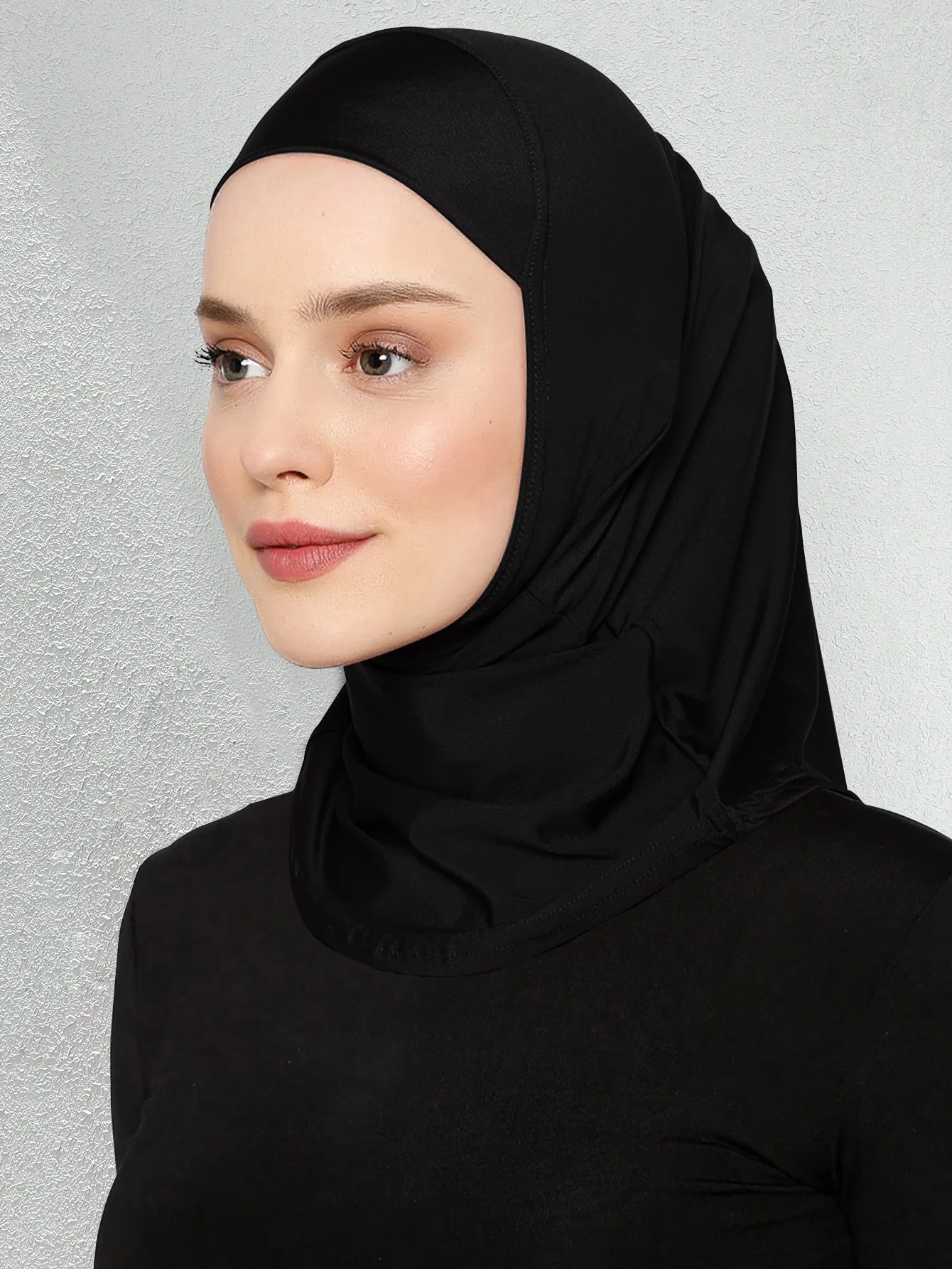 hijab de sport en polyester pour femme musulmane, couvre chef élégant pour document solide, toutes saisons, 1pc