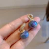 Boucle d&rsquo;oreille ronde en perles bleues pour filles, nouvelle Version coréenne de haute qualité