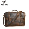 Sac à Main Rétro en Cuir group de Grande Capacité pour Homme, Sacoche Décontractée pour Ordinateur Portable, Chili Bull