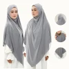grand hijab instantané ethnique musulman solide pour femmes, jersey extensible, islamique malaisien, prêt à porter, turban khimar