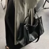 sac sous les bras noir, fourre tout pour étudiants d'affaires, sac à bandoulière en cuir pu, grande capacité, grand sac à main noir de voyage