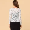 boléro en dentelle pour femmes, cravate sur le devant, manteau à volants en dentelle florale, cardigan à manches longues, veste de couverture formelle de bureau, haussement d'épaules transparent