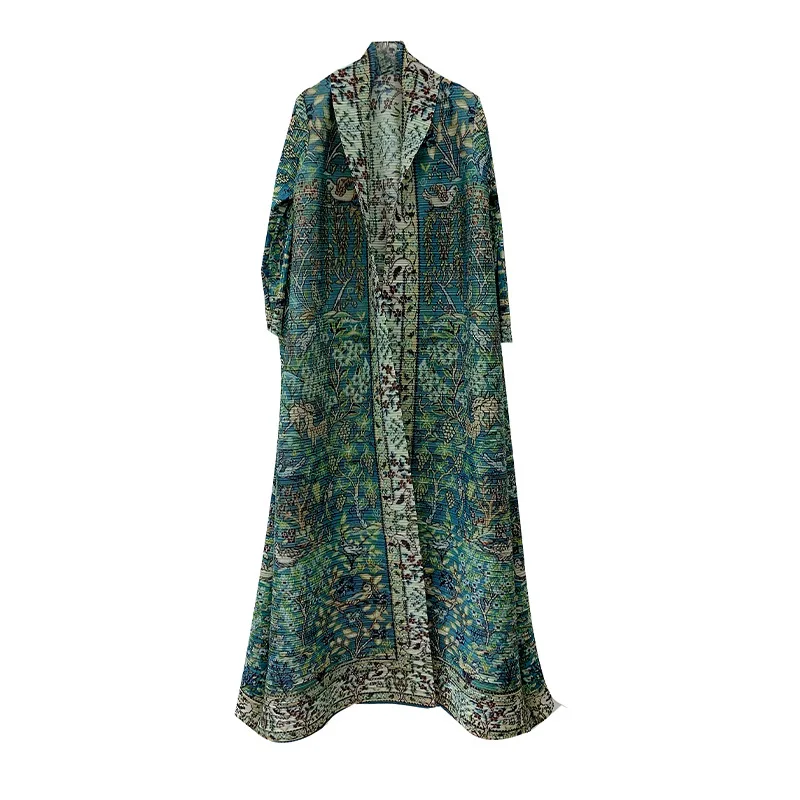 jupe plissée élégante pour femmes musulmanes, robe abaya, grande taille, manches longues, cardigan à la mode, nouvelle impression, vêtements musulmans tendance 2025