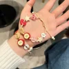 bracelet pomme en céramique fait à la main pour femme, bracelets tissés réglables, perles de dessin animé, accessoires de bijoux cadeaux