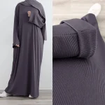 Abaya en tricot côtelé pour femmes musulmanes, Hijab décontracté, Robe, Islam, Dubaï, Turquie, Tenue modeste, Ramadan, Eid, Kaftan, Hijine-y, Vêtements d&rsquo;automne et d&rsquo;hiver