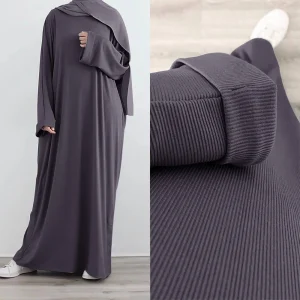 Abaya en tricot côtelé pour femmes musulmanes, Hijab décontracté, Robe, Islam, Dubaï, Turquie, Tenue modeste, Ramadan, Eid, Kaftan, Hijine-y, Vêtements d&rsquo;automne et d&rsquo;hiver