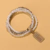 ensemble de bracelets à main en perles de 4mm pour femmes, 4 pièces, perles de verre à coupe multiple, corde élastique avec boucle d'étiquette, bijoux faits à la main