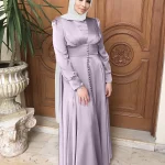 Abayas musulmanes pour femmes, caftan violet vert, robes marocaines, vêtements du moyen-orient, manches longues, vêtements solides