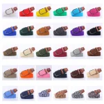 Noir bleu Beige unisexe femmes décontracté tricoté boucle ardillon mince ceinture tissé toile élastique extensible tressé ceintures extensibles pour hommes