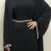 ramadan musulman abaya nida robe noire avec chaîne de cristal ensembles islamiques élégants dubaï longue femme robes de soirée caftan marocain