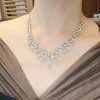 ensemble de mariée de luxe en forme de goutte d'eau, couleur argent, cristal, diadèmes en strass, couronne, colliers, boucles d'oreilles, mariage, dubaï, ensemble de bijoux pour femmes