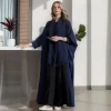 2025 abaya musulman décontracté et élégant de style saoudien bleu marine avec motif à pois subtil, idéal pour un usage quotidien dans les villes du moyen orient