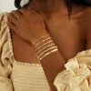 ensemble de bijoux plaqués or 14 carats pour femme, bracelets imperméables, maillon cubain empilable, trombone