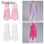 Robe de danse à strass pour filles, sans manches, vêtements de danse pour adolescentes, justaucorps de gymnastique, robes de Ballet, Costume de danse lyrique pour enfants