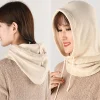 Chapeau à capuche hiver femmes cachemire Bonnet Bonnet unisexe tricot écharpe dame laine cou et visage protéger cagoule Skullies femmes à capuche