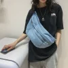 sac à bandoulière unisexe hip hop pour hommes et femmes, sac à main de voyage bum, poudres de téléphone, sac à bandoulière, sac de poitrine en denim, sacs initiés, mode
