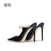 sandales à talons pour femmes été 2025 luxe en cuir véritable talons hauts pantoufles cristal décoration sangle élégante dames chaussures wome
