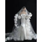 Voile de traînée long floral français de 1,5 mètres de large par 3 mètres de long