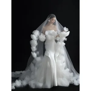 Voile de traînée long floral français de 1,5 mètres de large par 3 mètres de long