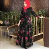 robe hijab à fleurs pour femmes musulmanes, tenue imprimée vintage, dubaï, turquie, islam arabe, caftan, maroc, ix