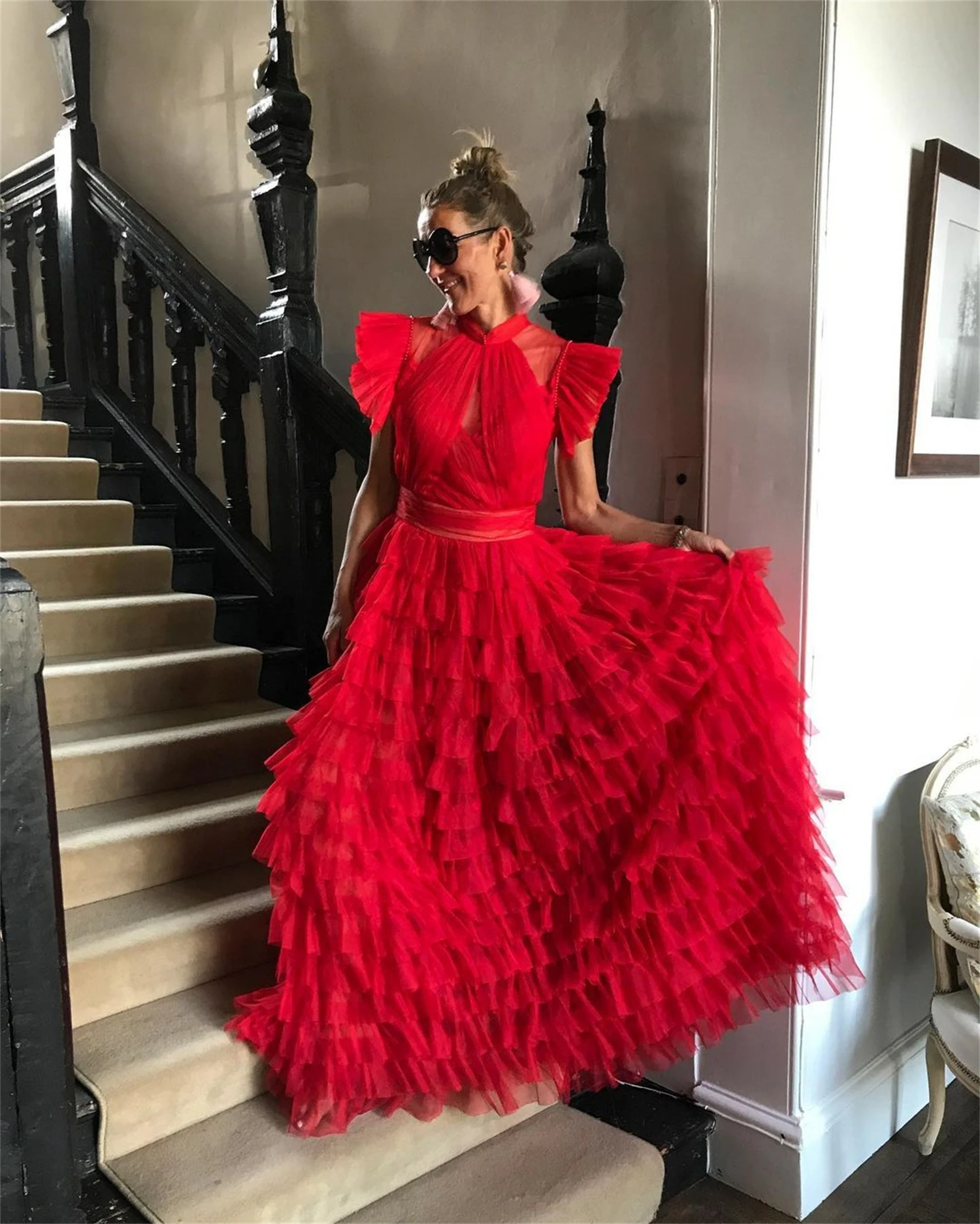 aileen rouge élégant luxe robes de soirée pour occasions spéciales multicouche personnalisé a ligne femmes robe de soirée femme fête