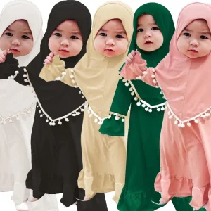 Robe Hijab 2 Pièces pour Bol, Tenues Musulmanes à Fleurs tiens imar Abayas, Vêtements Islamiques, Niqab Abaya, Ensemble de Prière pour Eid Ramadan