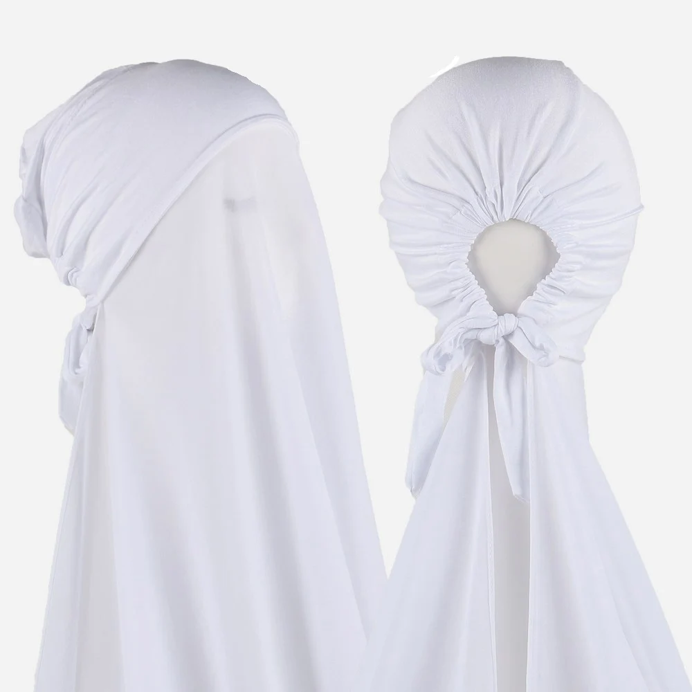 hijab instantané musulman pour femmes, bonnet avec châle en mousseline de soie, écharpe de tête, bandeau intérieur, couverture hijab extensible, turban