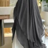 eid mousseline de soie gris noir blanc khimar abaya dubaï luxe islam musulman hijab robes pour femmes jilbab kebaya niqab musulmane femme