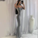Robe longue en Satin sans manches, dos nu, Sexy, Slim, Maxi, fête, Y2K, Concise, moulante, élégante, printemps, 2022