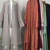 abaya ouverte en mousseline de soie pour femme musulmane, kaftan islamique, caftan marocain, robe modeste, kimono de dubaï, ramadan kebaya