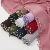 perles de luxe turban islamique en mousseline de soie perles enveloppes châle mince bandana malaisie foulard femmes