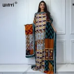 WINYI-Abaya pour femmes musulmanes, robe africaine dubaï, col ras du cou, kaftan imprimé, robe maxi élégante