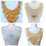 7 Style National de luxe perlé cristal diamant matériel col rond appliqué vêtements décoration musulman arabe robe accessoires