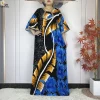 abayas musulmanes en coton pour femmes, dashiki, robe ample, manches chauve souris, boubou, robes islamiques africaines avec foulard, 2025