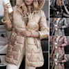 vêtements en coton à capuche pour femmes, manteau parka à manches longues, couleur unie, fermeture éclair, mode automne hiver