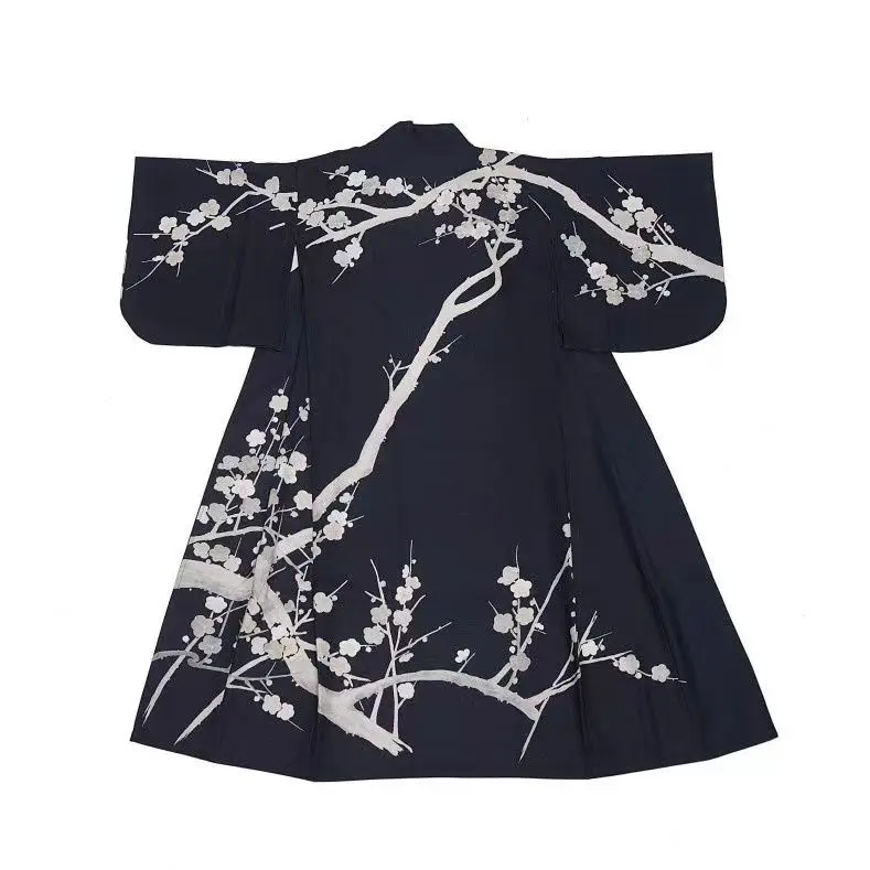 robe longue de style vintage pour femmes, kimono japonais traditionnel, noir, peignoir, vêtements de cosplay, robe de photographie, entrée de document, 2023