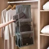 organisateur suspendu de sac à main noir avec 6/8 poches, sac de rangement pliable en tissu oxford pour placard familial et chambre à coucher