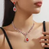 ensemble de bijoux goutte d'eau en cristal strass, bracelet en diamant, glands brillants, boucles d'oreilles de luxe, collier exquis pour banquet
