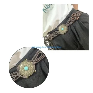 Ceinture taille à nouer soi-même pour femmes, ceinture robe tressée ethnique avec glands perles, 573B