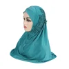 h027 belles grandes filles hijab musulman avec dentelle et pierres écharpe islamique châle foulard chapeau armia tirer sur envelopper cadeau du ramadan