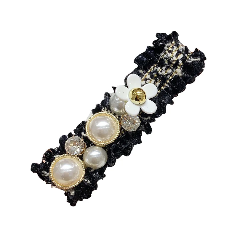 Épingle à cheveux en biscuits fleur perle vintage pour femme, pince à cheveux BB, haut cassé, accessoires de bijoux élégants, coréen, doux, nickel é, nouveau