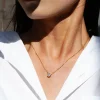 m jaja 1ct lunette moissanite pendentif collier diamant collier pour femmes 18k plaqué or rose s925 argent clavicule chaîne bijoux