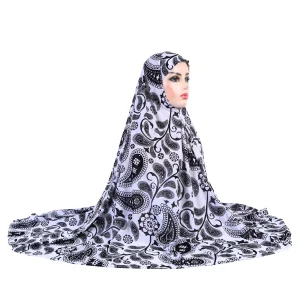 Extra grande taille doux imprimé XXXL musulman prier hijab amira tirer sur foulard islamique foulard