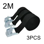 Ceinture d&rsquo;arrimage à boucle 3/4p 2M, sangles de chargement pour voiture, moto, vélo, avec corde de remorquage à boucle en métal, ceinture à cliquet solide pour sac à bagages