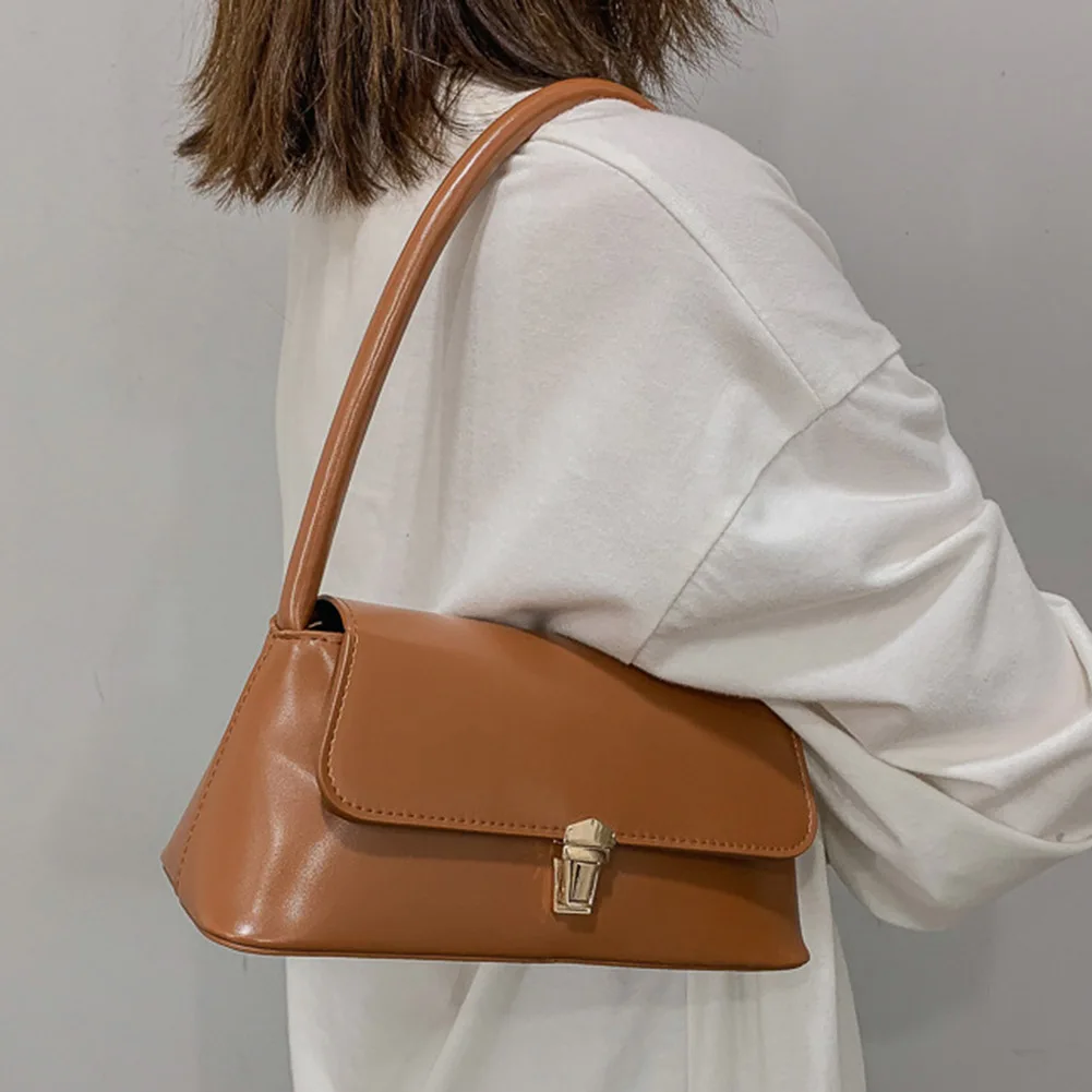 Femmes sac à bandoulière à la mode Vintage sac à main Portable décontracté en cuir PU couleur unie Simple poignée sous les bras sac sacs à main
