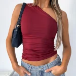 T-shirt dos nu dos nu à une initiative, haut moulant sexy, chemise mince, chemise décontractée, document solide